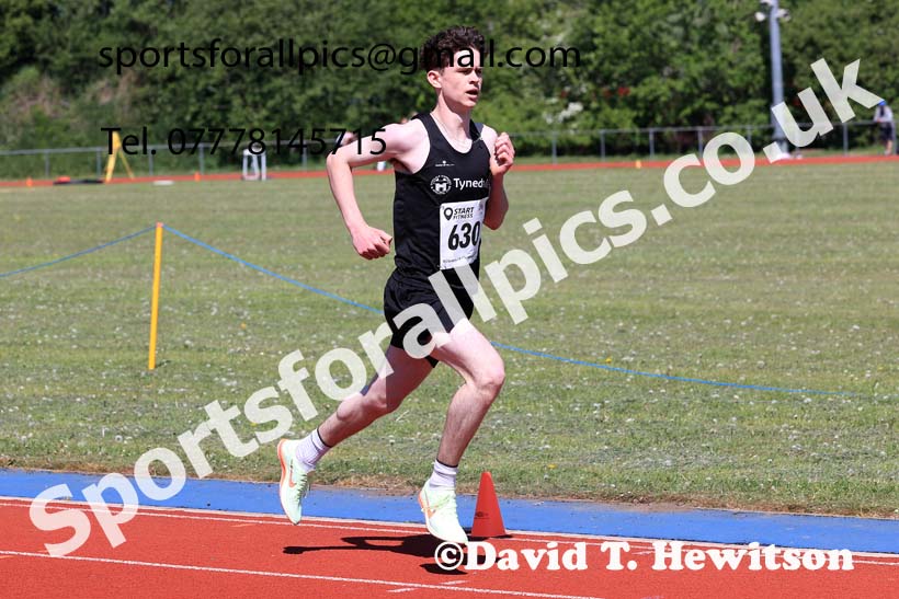 Mens under-20s 1500 metres 2025 North Eastern Track and Field Champs., Shildon, County Durham. Photo: David T. Hewitson/Sports for All Pics